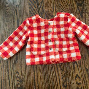 Hanna Andersson Gingham Sherpa Jacket 2T/ 85 cm
